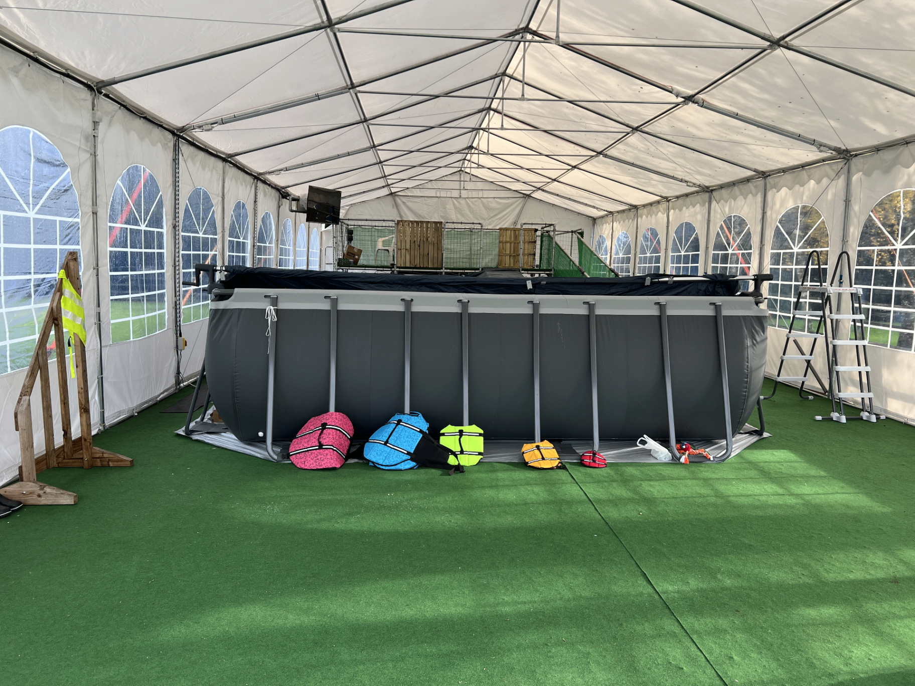 Inside the heated indoor marquee pool at West Lancs K9 Splash